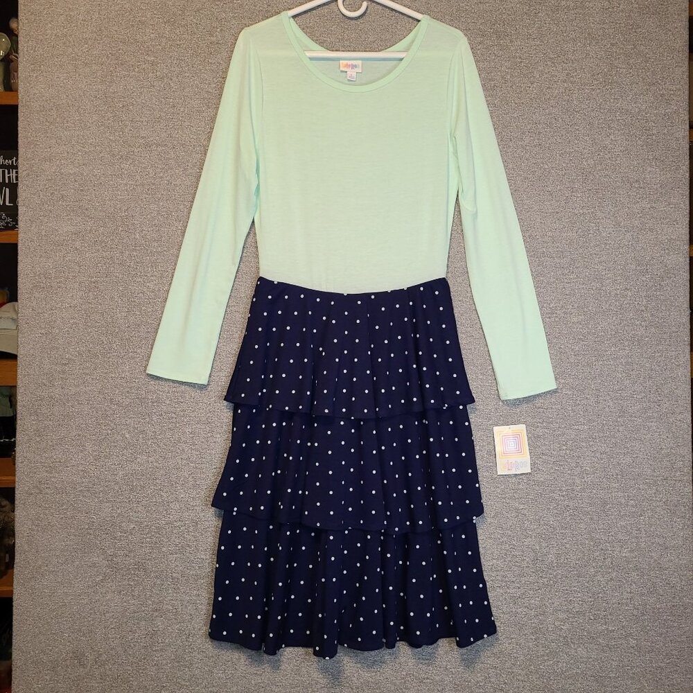 LuLaRoe Georgia Dress Polka Dot 3 Tier Skirt Size L NWT